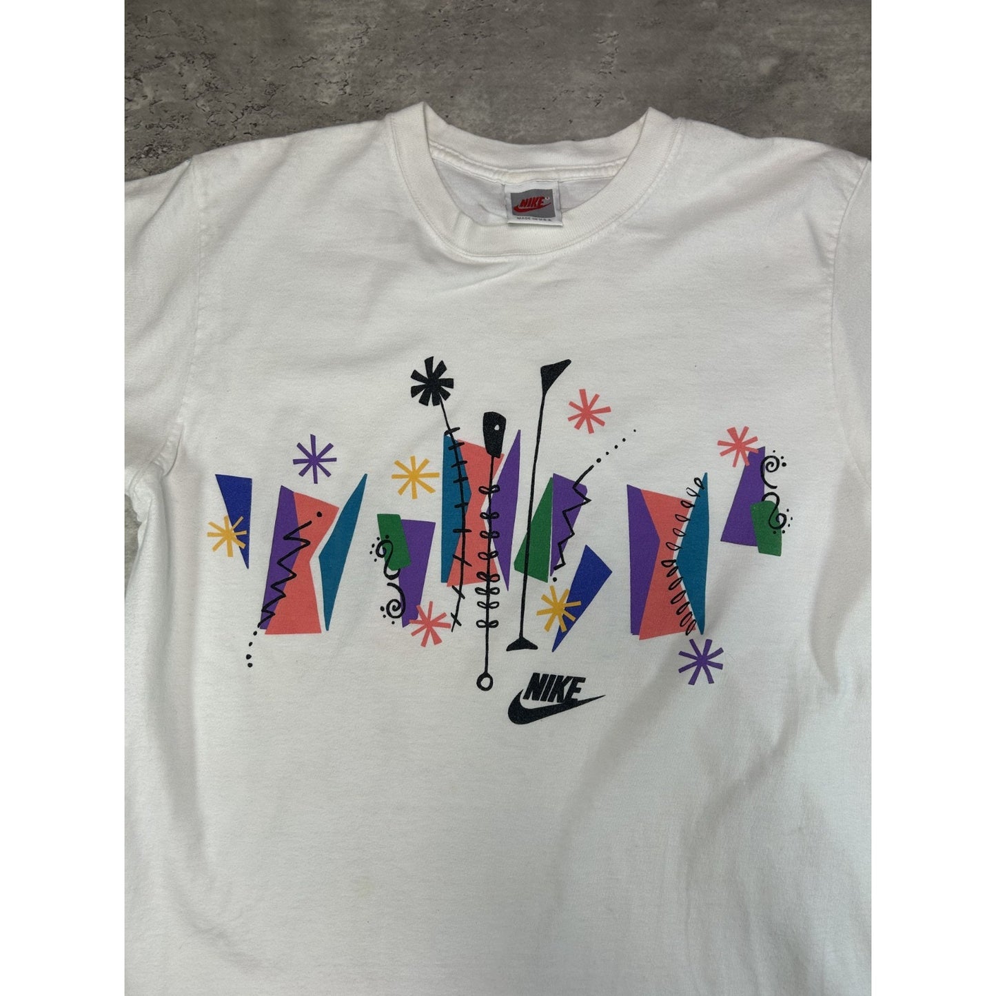Vintage 80s/90s Nike Abstract Graphic Logo T-Shirt Size Medium White