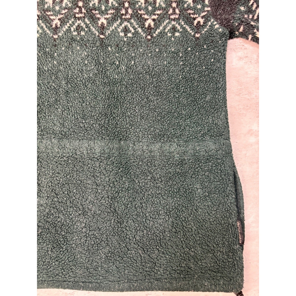 Vintage Snowflake Print Full Zip Fleece Sweater Size XL