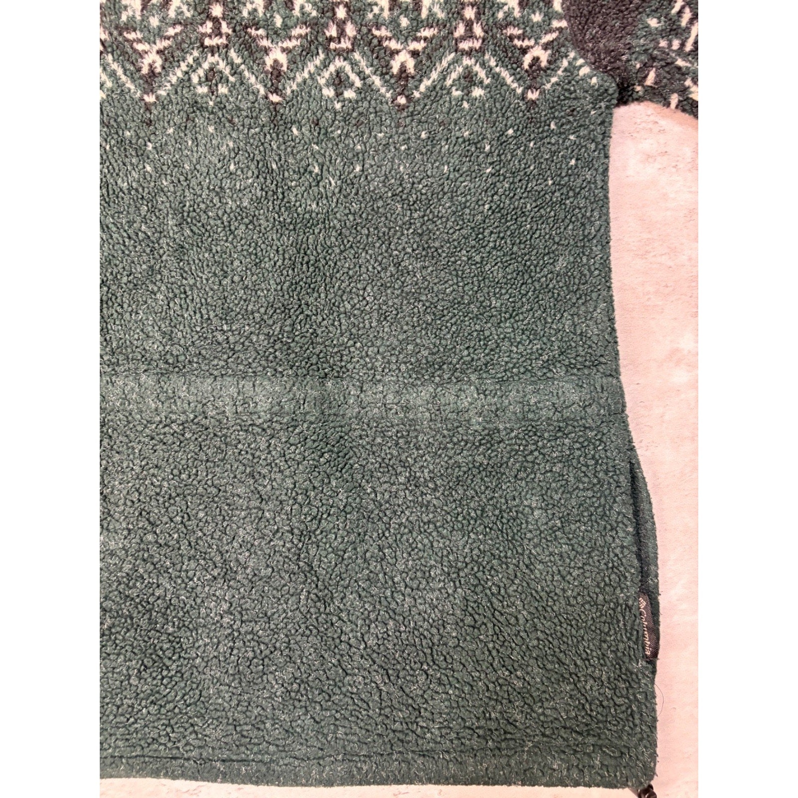 Vintage Snowflake Print Full Zip Fleece Sweater Size XL