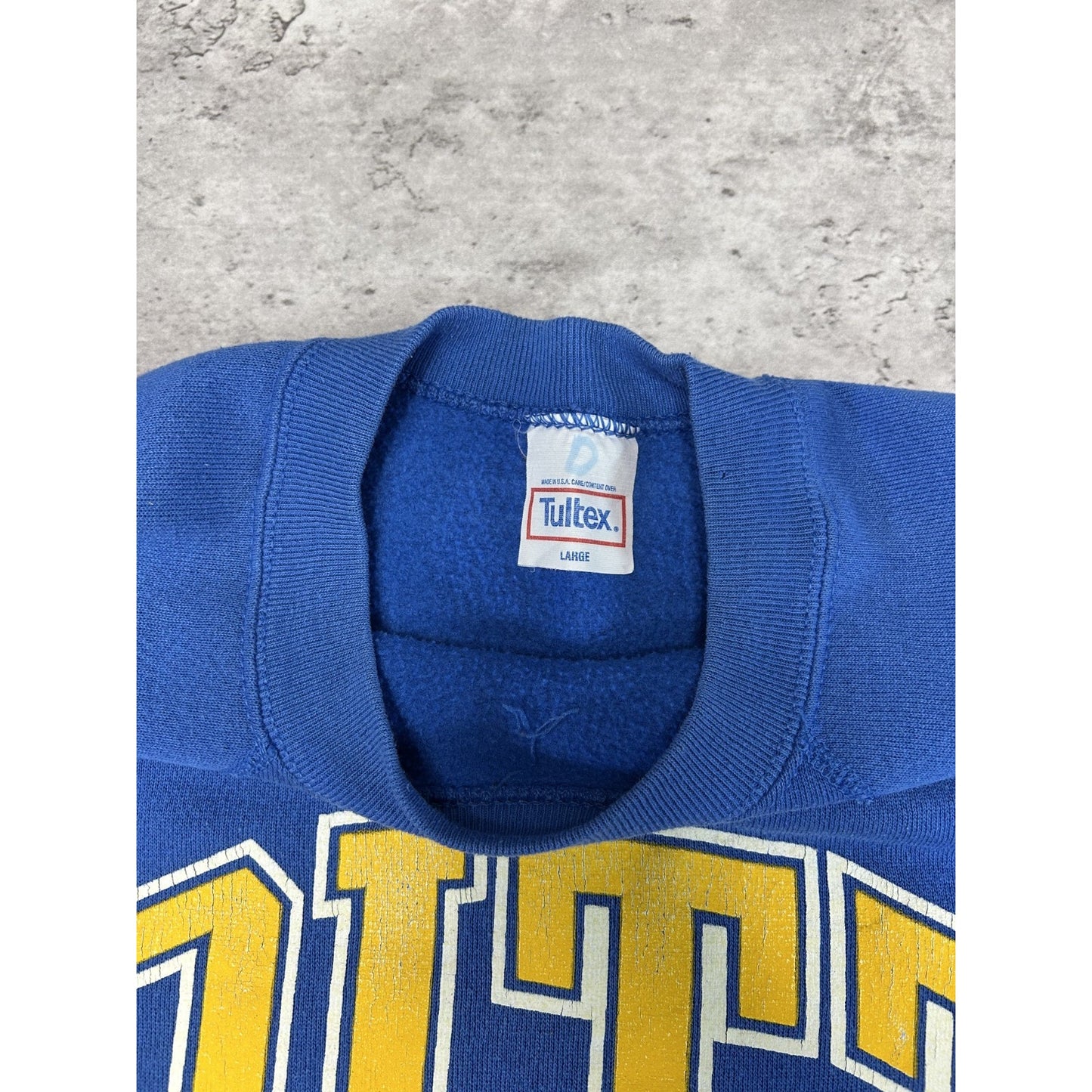 Vintage 90s Pitt Panthers NCAA Collegiate Crest Graphic Sweatshirt Size Large