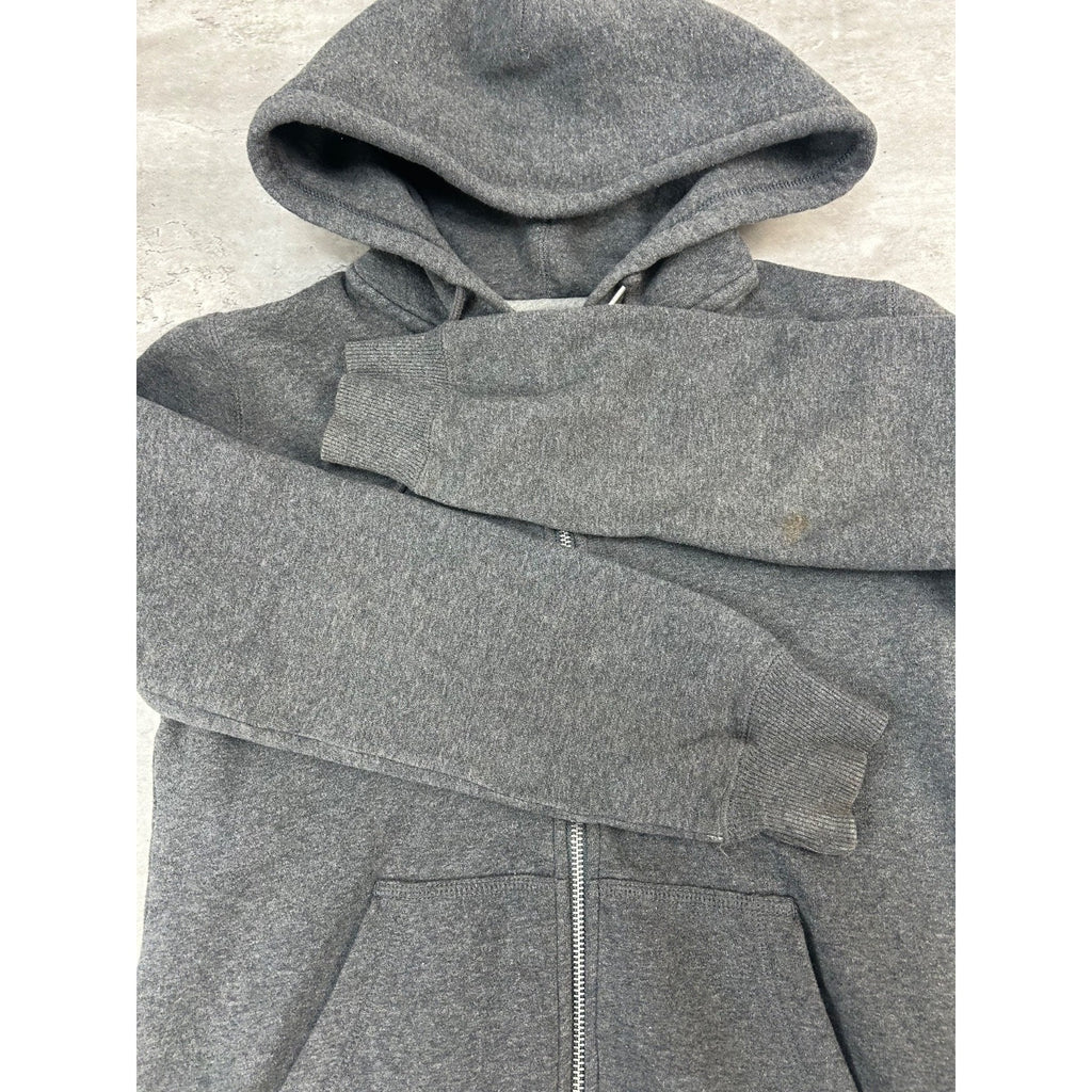 Nike Embroidered Swoosh Full Zip Hooded Gray Sweatshirt Size YOUTH Medium