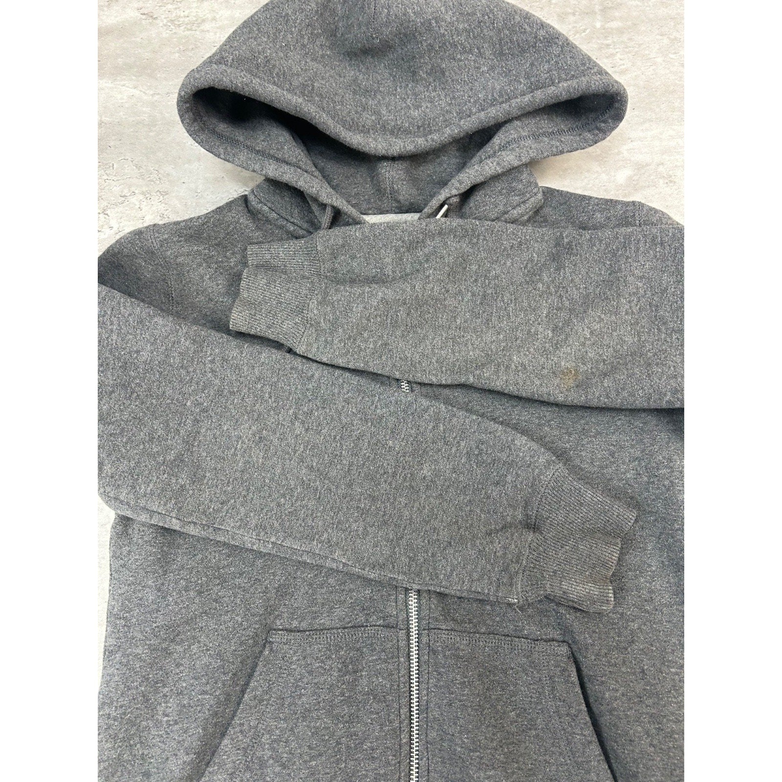 Nike Embroidered Swoosh Full Zip Hooded Gray Sweatshirt Size YOUTH Medium
