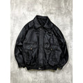 Vintage Leather Full Zip Black Bomber Jacket Size XL