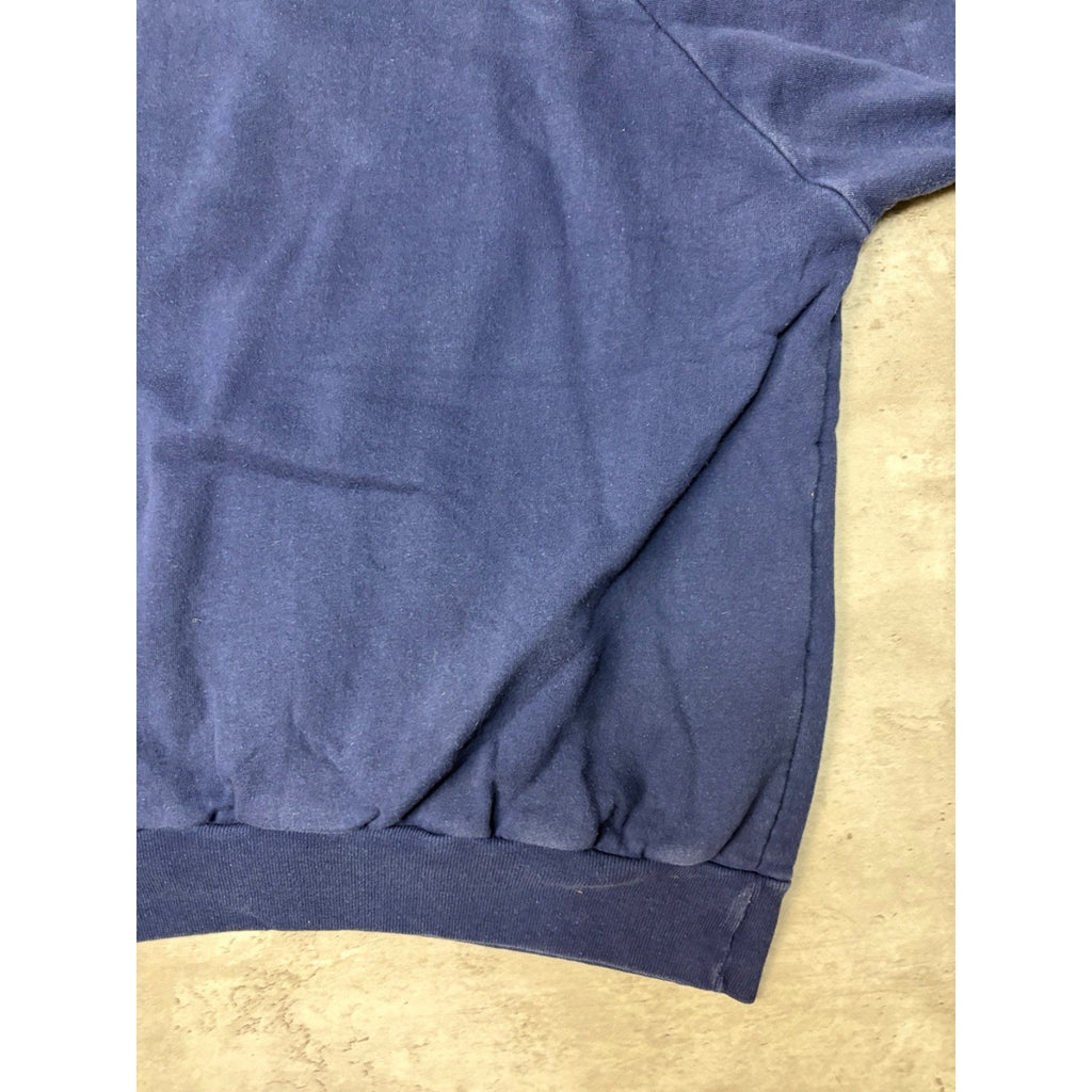 Vintage 1980s Thermal Lined Blank Full Zip Hooded Navy Sweatshirt Size XL