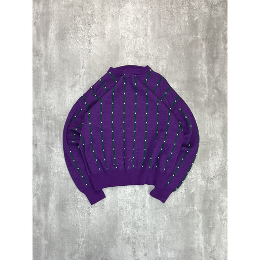 Vintage 90s Izod Diamond Striped Print Pullover Knit Sweater Size Large