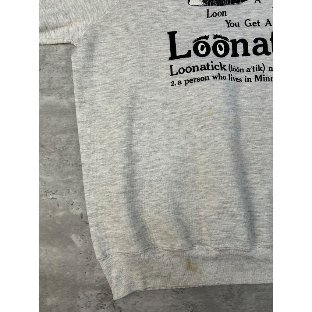Vintage 1988 Loonatick Animal Comedy Slogan Graphic Sweatshirt Size Large