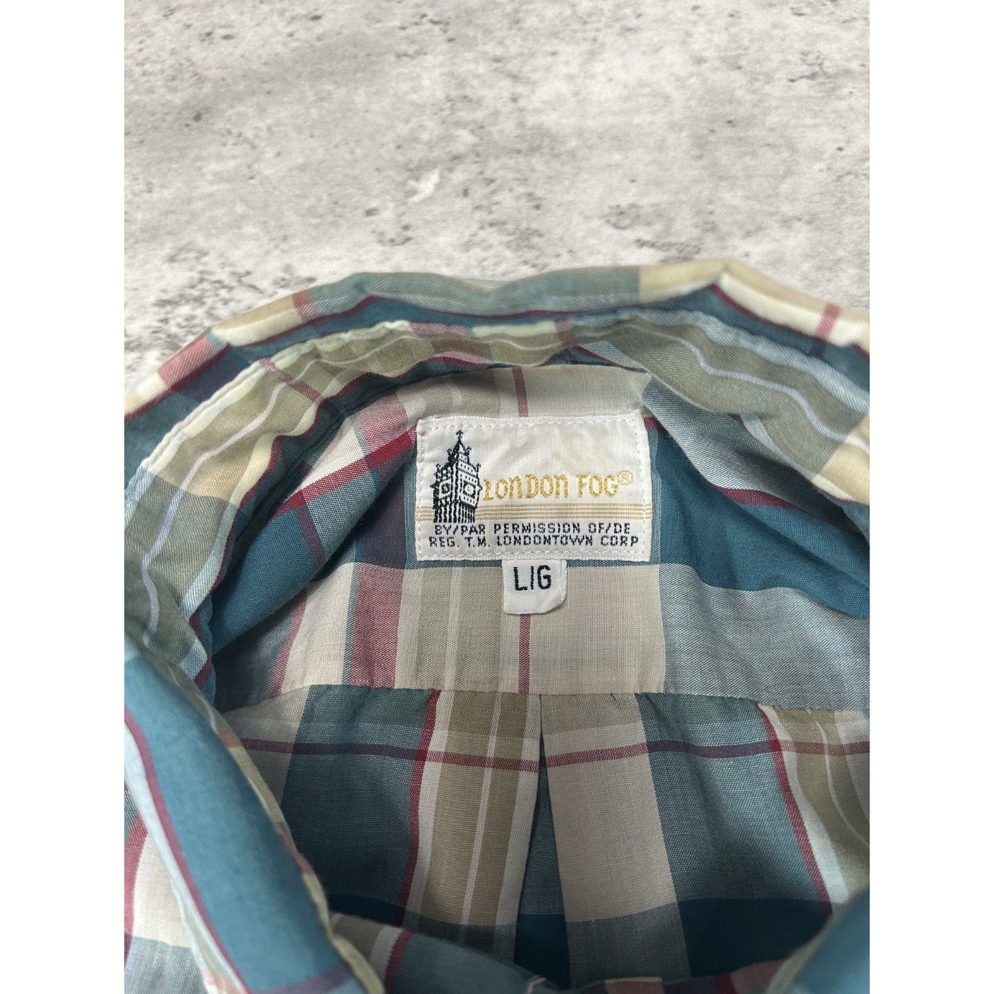 Vintage 80s London Fog Plaid Reworked Cropped Short Sleeve Button Up Shirt Sz L