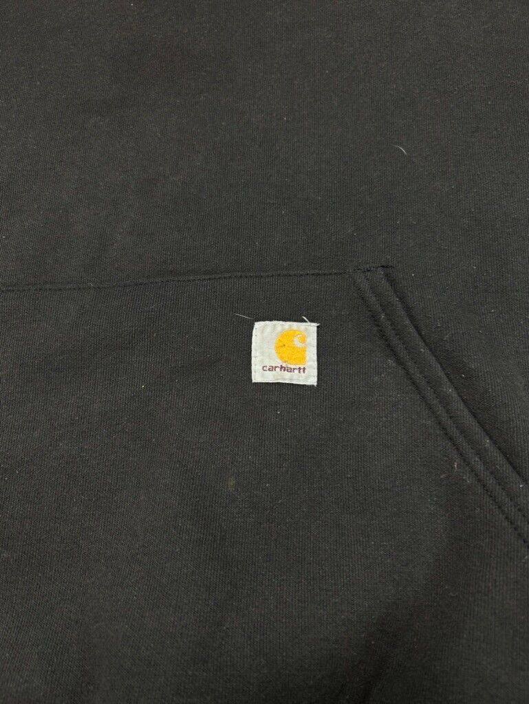 Vintage Carhartt Embroidered Patch Hooded Sweatshirt Size 2XL Black K121BLK