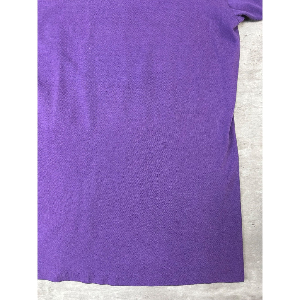Vintage 80s Bleacher Jocks Felt Spellout Graphic T-Shirt Size Medium Purple
