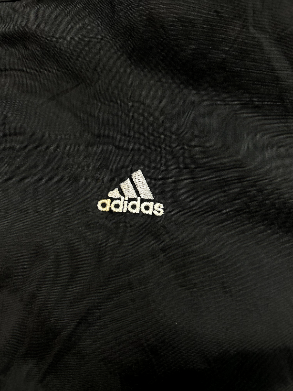 Vintage 90s Adidas Embroidered Logo Nylon Windbreaker Jacket Size Large Black