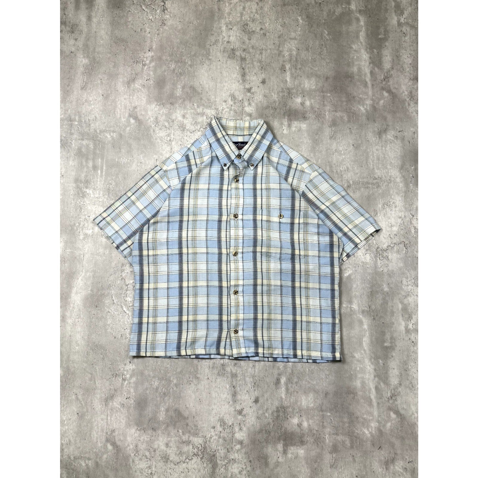 Vintage 90s Par Four Sportswear Plaid Cropped Button Up Shirt Size Medium