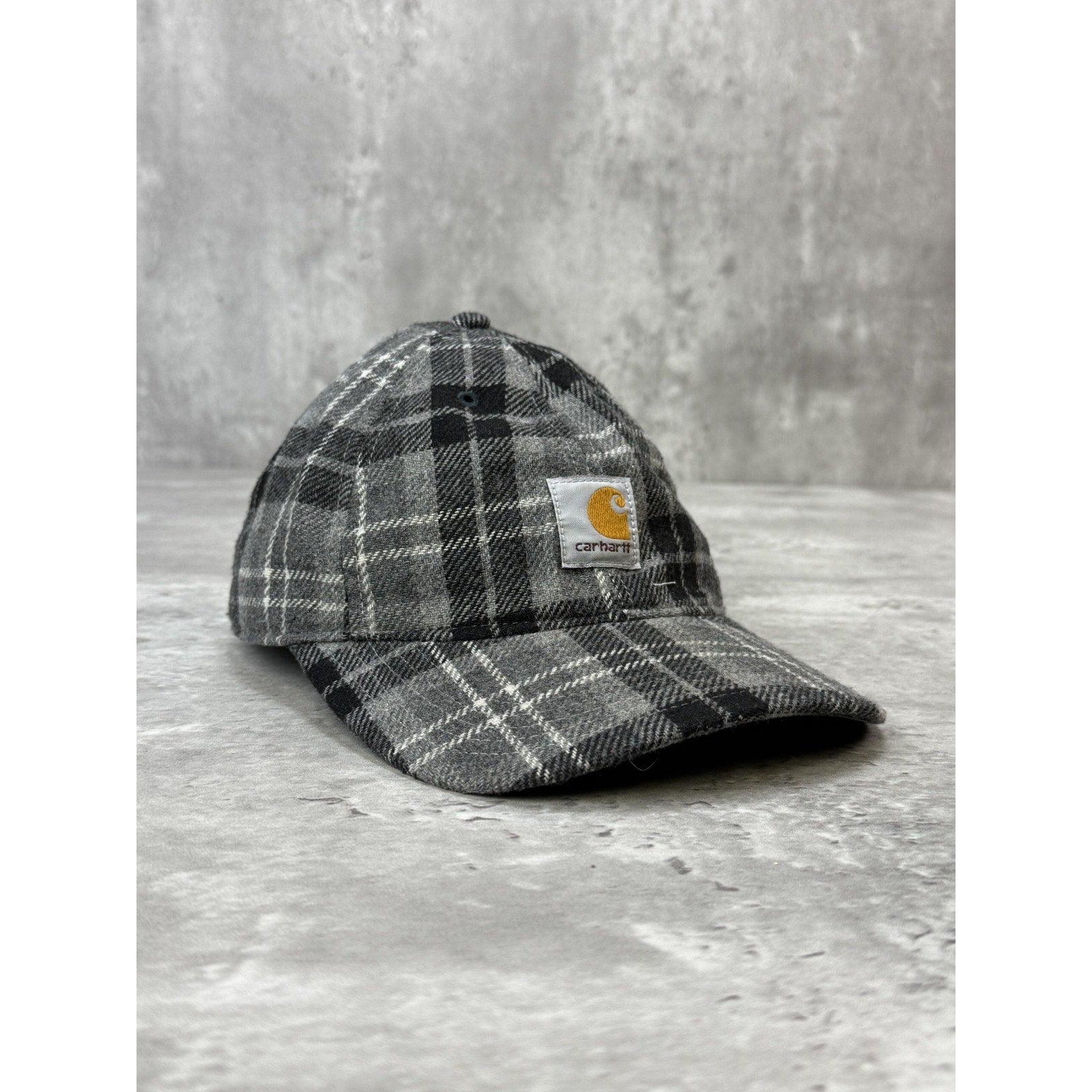 Vintage Carhartt Embroidered Patch Plaid Workwear Strapback Hat OSFA
