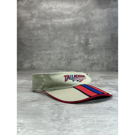 Vintage Talladega Super Speedway Embroidered Visor Hat OSFA Beige
