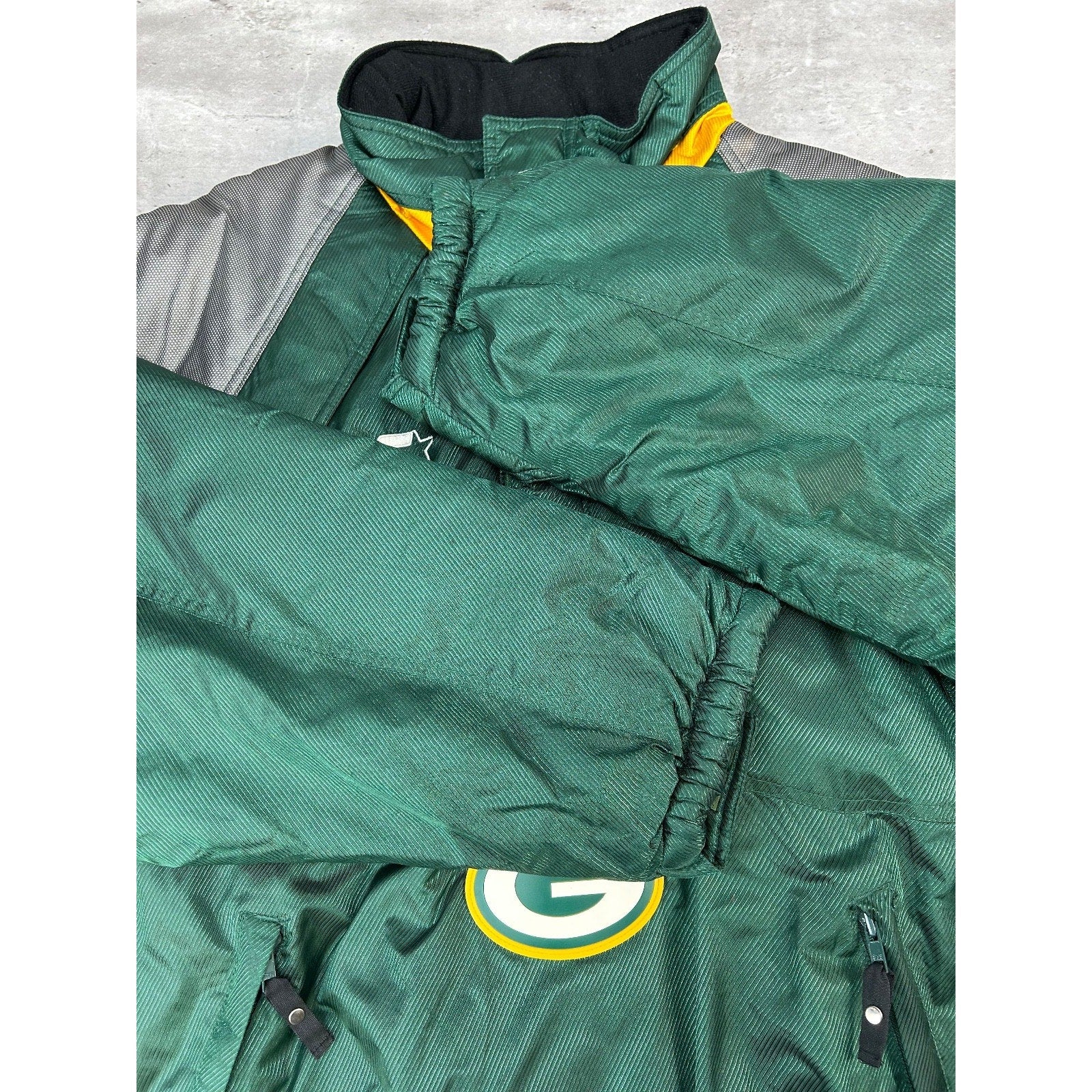 Vintage 90s Green Bay Packers NFL 1/2 Zip Insulated Starter Jacket Size Large