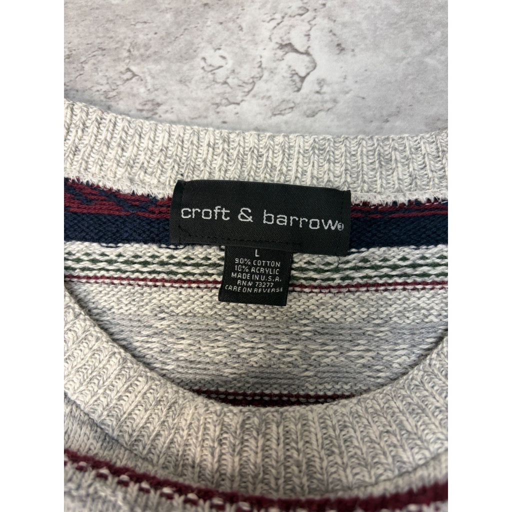 Vintage Croft & Barrow Abstract Striped Pullover Knit Sweater Size Large