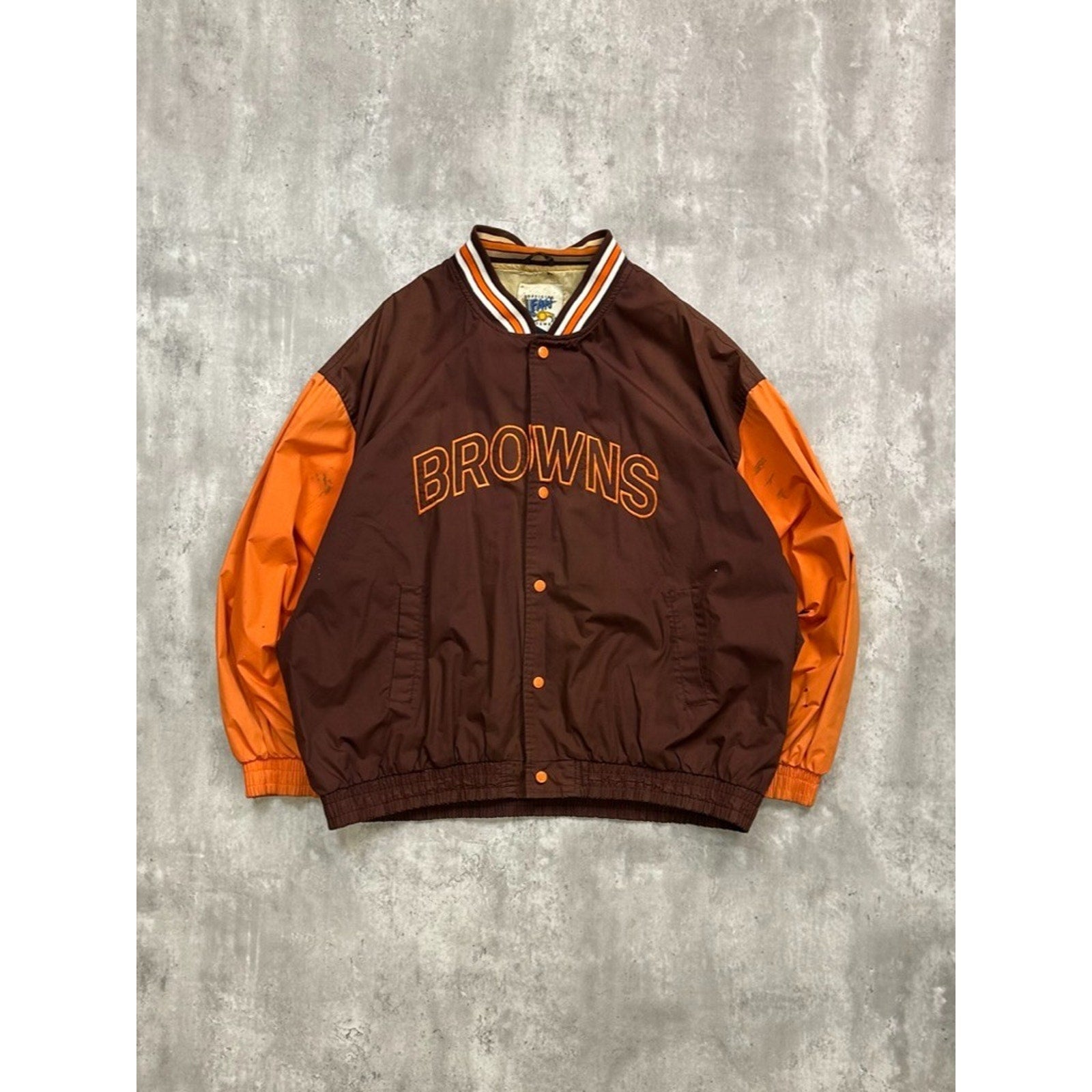 Vintage 90s Cleveland Browns NFL Embroidered Football Bomber Jacket Size 2XL