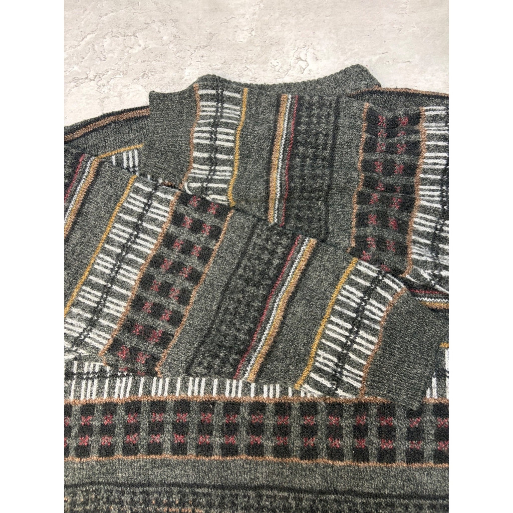 Vintage 80s/90s Etchings Abstract Striped Print Pullover Knit Sweater Size Large