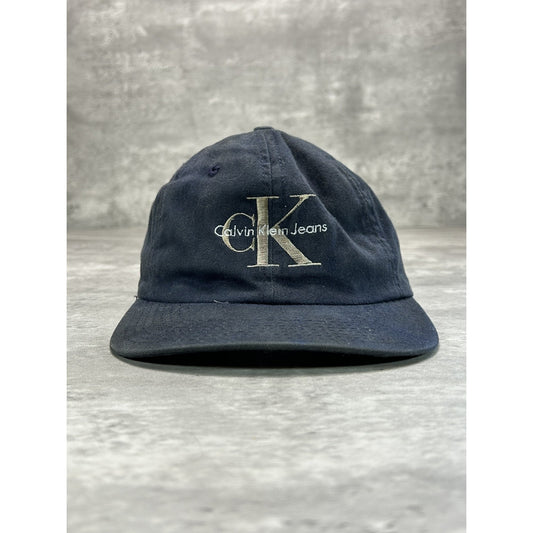 Vintage Calvin Klein Embroidered Spellout Logo Snapback Hat OSFA