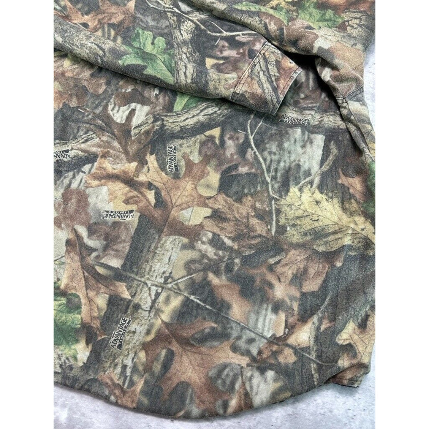 Vintage Cabelas Advantage Timber Camo Lined Hunting Button Up Shirt Size XL