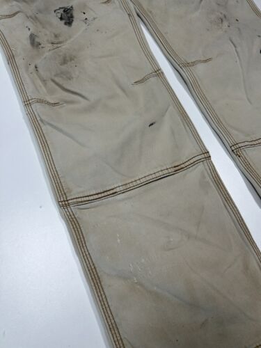 Carhartt Beige Work Wear Style Canvas Double Knee Carpenter Pants Size 35W