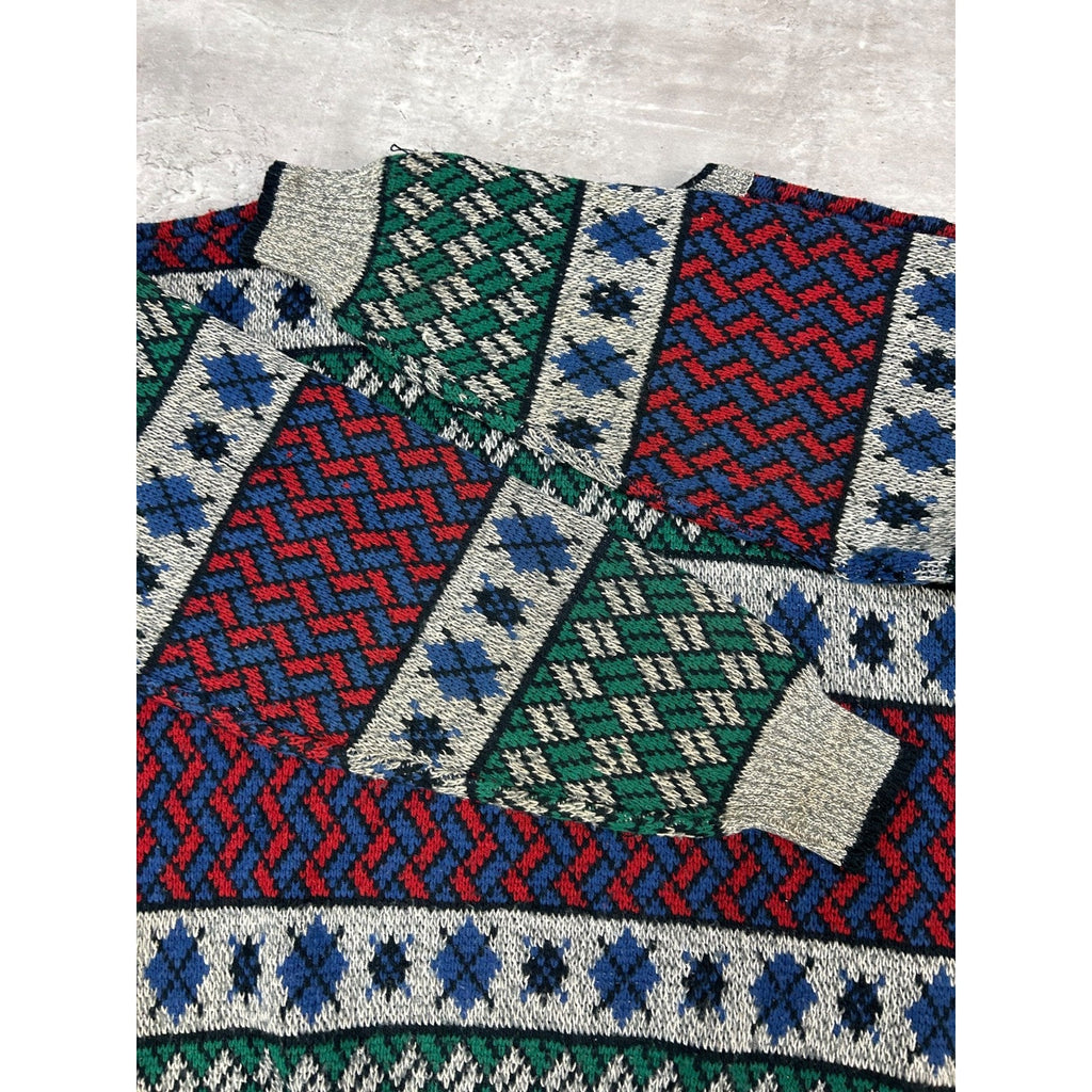 Vintage 90s Van Heusen Hennessy Abstract Patter Knit Sweater Size LT