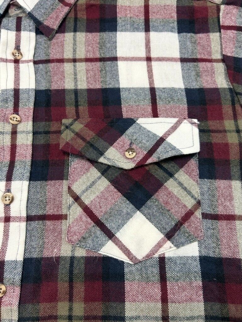 Vintage 90s Van Heusen Plaid Double Pocket Long Sleeve Button Up Shirt Size XL