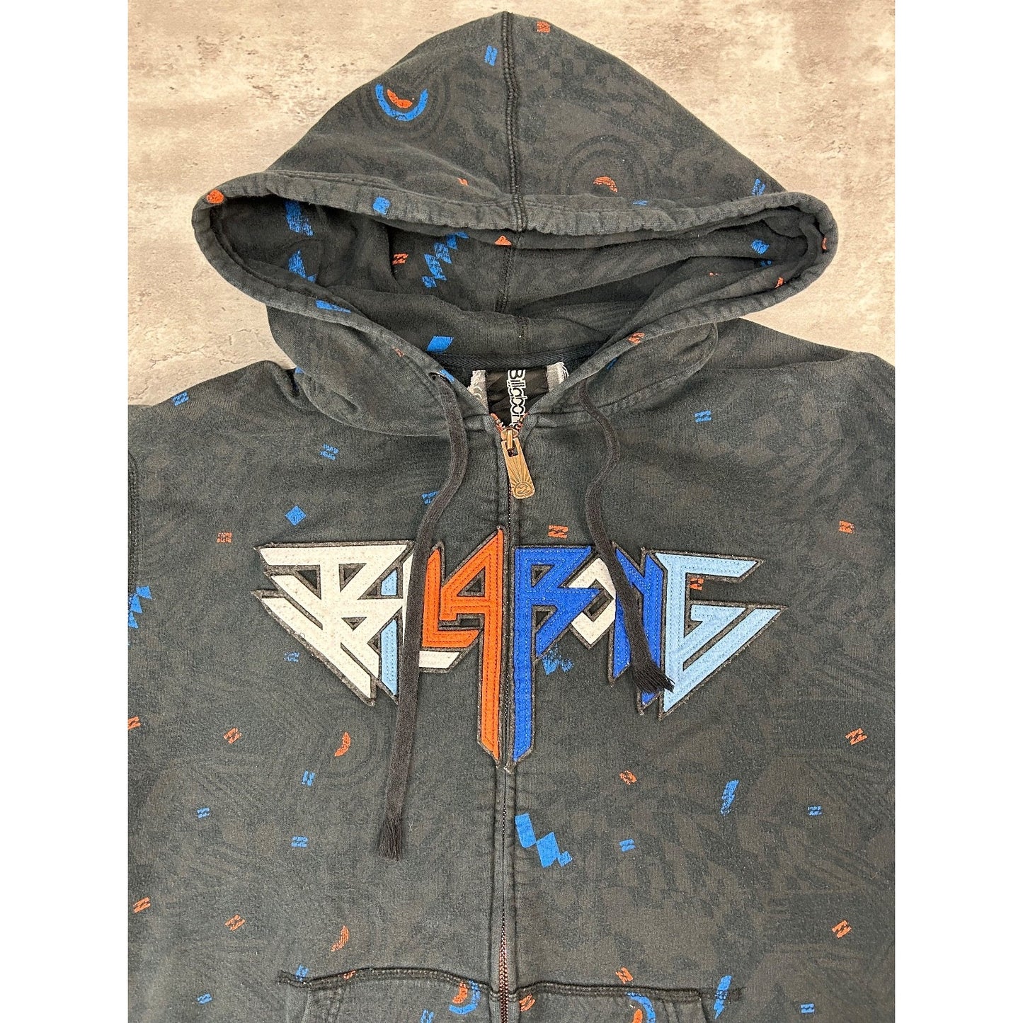 Vintage Y2K Billabong Embroidered Spellout Full Zip Hooded Sweatshirt Size XL