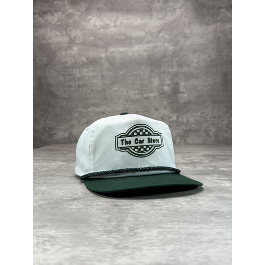 Vintage 90s The Car Store Graphic Spellout Snapback Hat OSFA White/Green