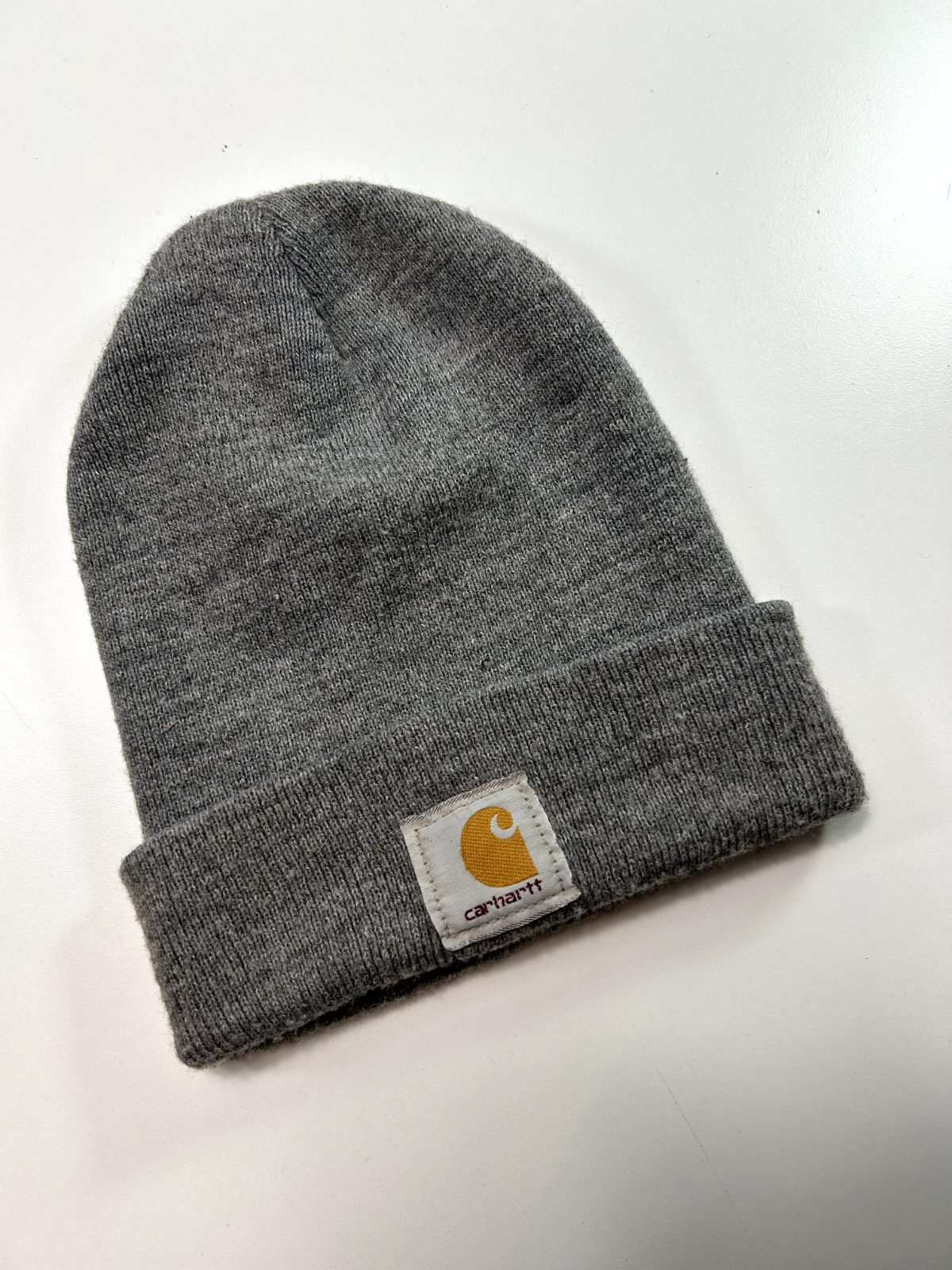 Vintage Carhartt Embroidered Patch Workwear Toque Hat OSFA Gray