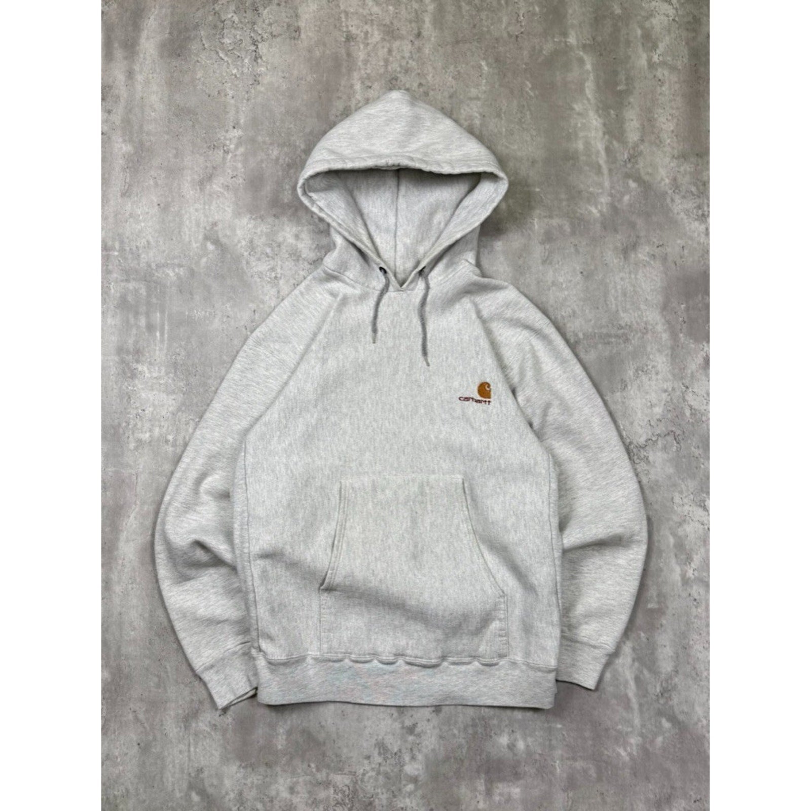 Vintage 80s/90s Carhartt Embroidered Spellout Logo Hooded Sweatshirt Size Medium