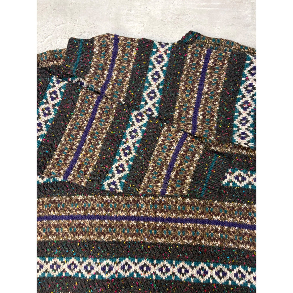Vintage 80s/90s Jockey Abstract Striped Pullover Knit Sweater Size Medium