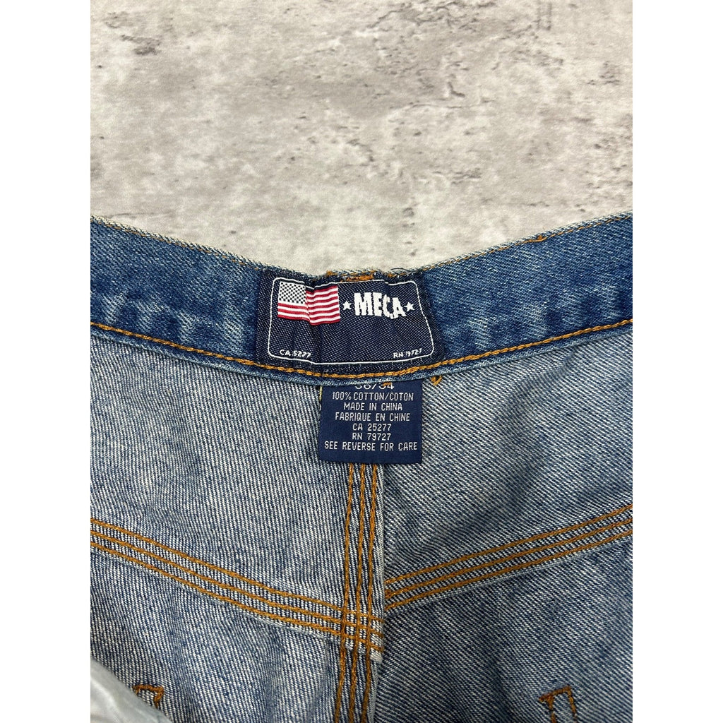 Vintage Y2K Mecca USA Baggy Fit Medium Wash Denim Carpenter Pants Size 34