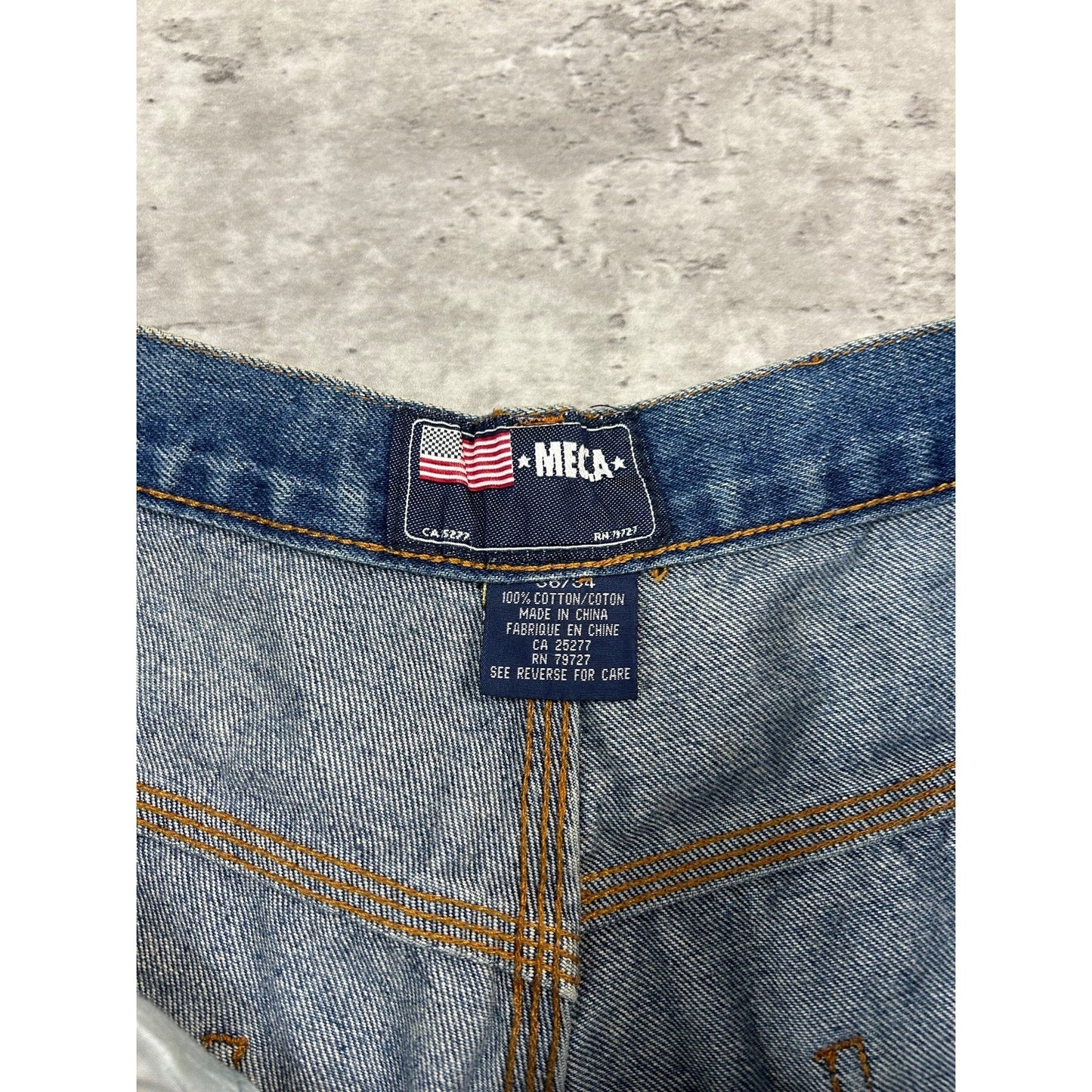 Vintage Y2K Mecca USA Baggy Fit Medium Wash Denim Carpenter Pants Size 34