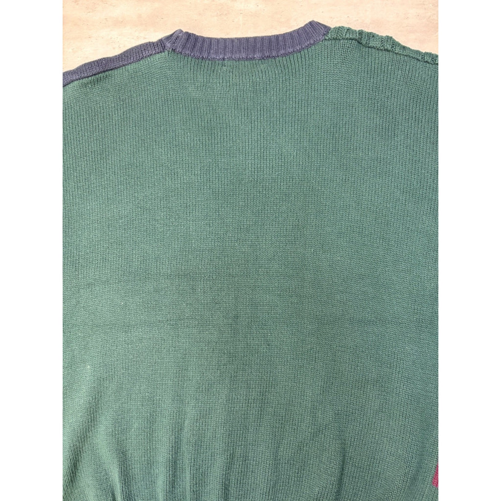 Vintage IZOD Four Panel Textured Pullover Ribbed Knit Sweater Size Large