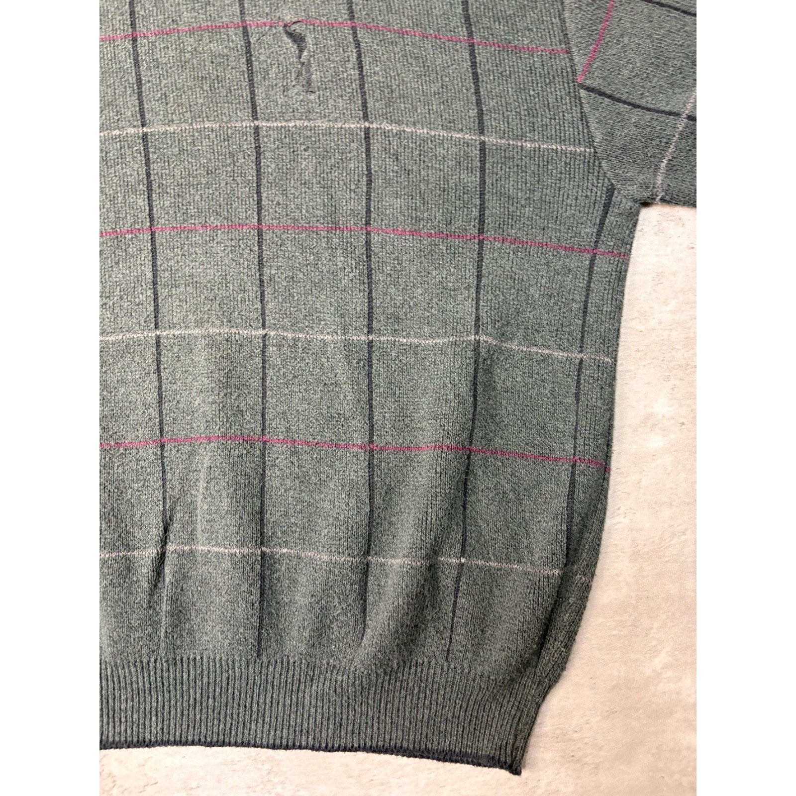 Vintage Croft & Barrow Embroidered Golfer Grid Pattern Knit Sweater Size 2XL