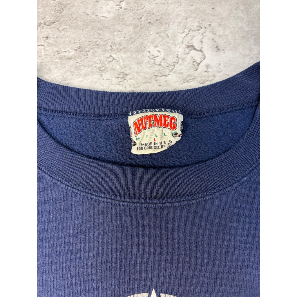 Vintage 90s Dallas Cowboys NFL Spellout Graphic Football Sweatshirt Size Large