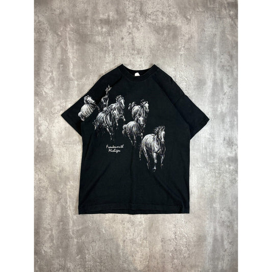 Vintage 1991 Frankenmuth Michigan Horse Equestrian Graphic T-Shirt Size XL