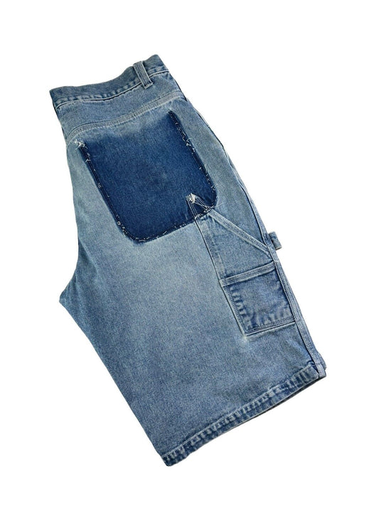 Vintage Y2K FUBU Baggy Fit Light Wash Denim Carpenter Shorts Size 40