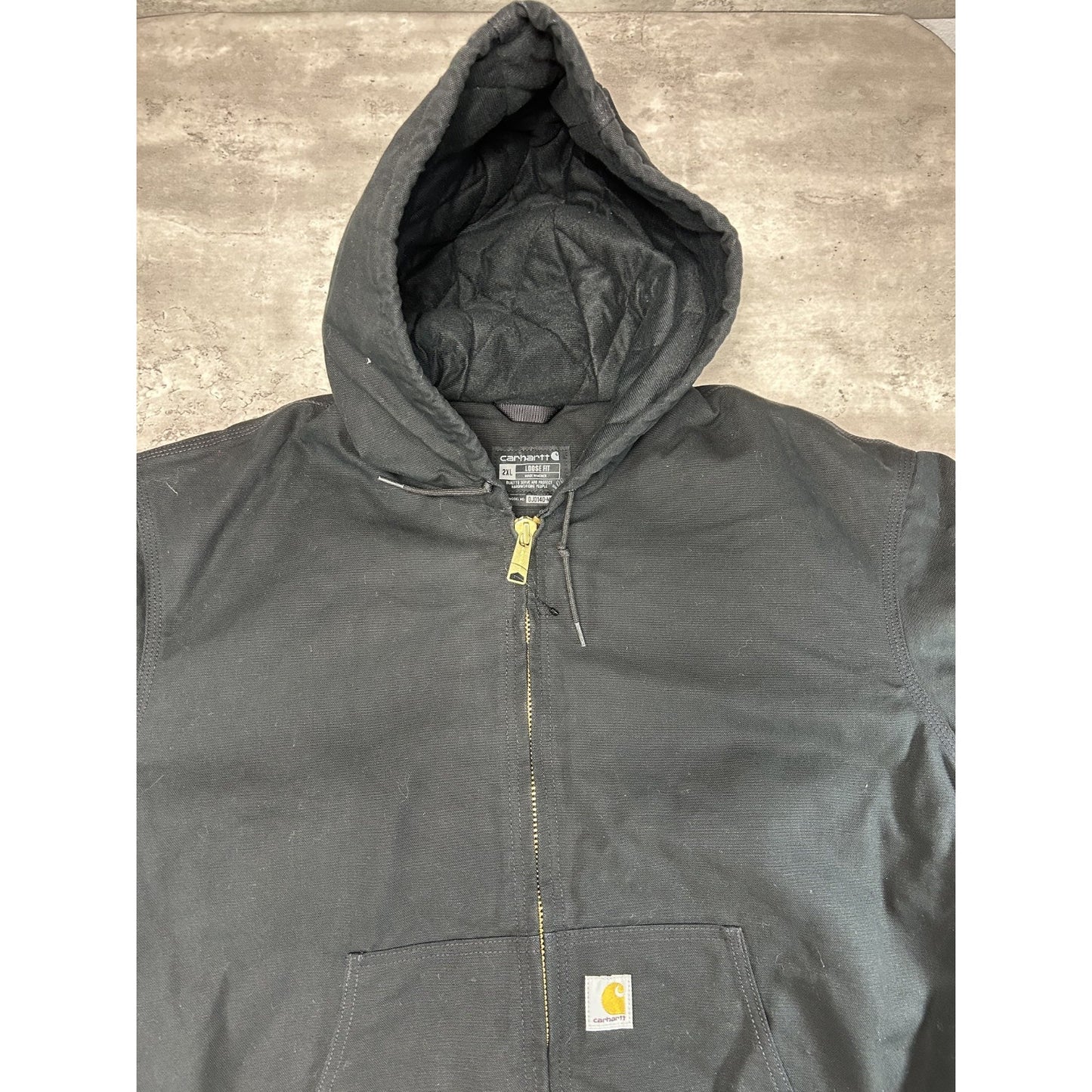 Vintage Carhartt Insulated Canvas Workwear Full Zip Active Hooded Jacket Sz 2XL
