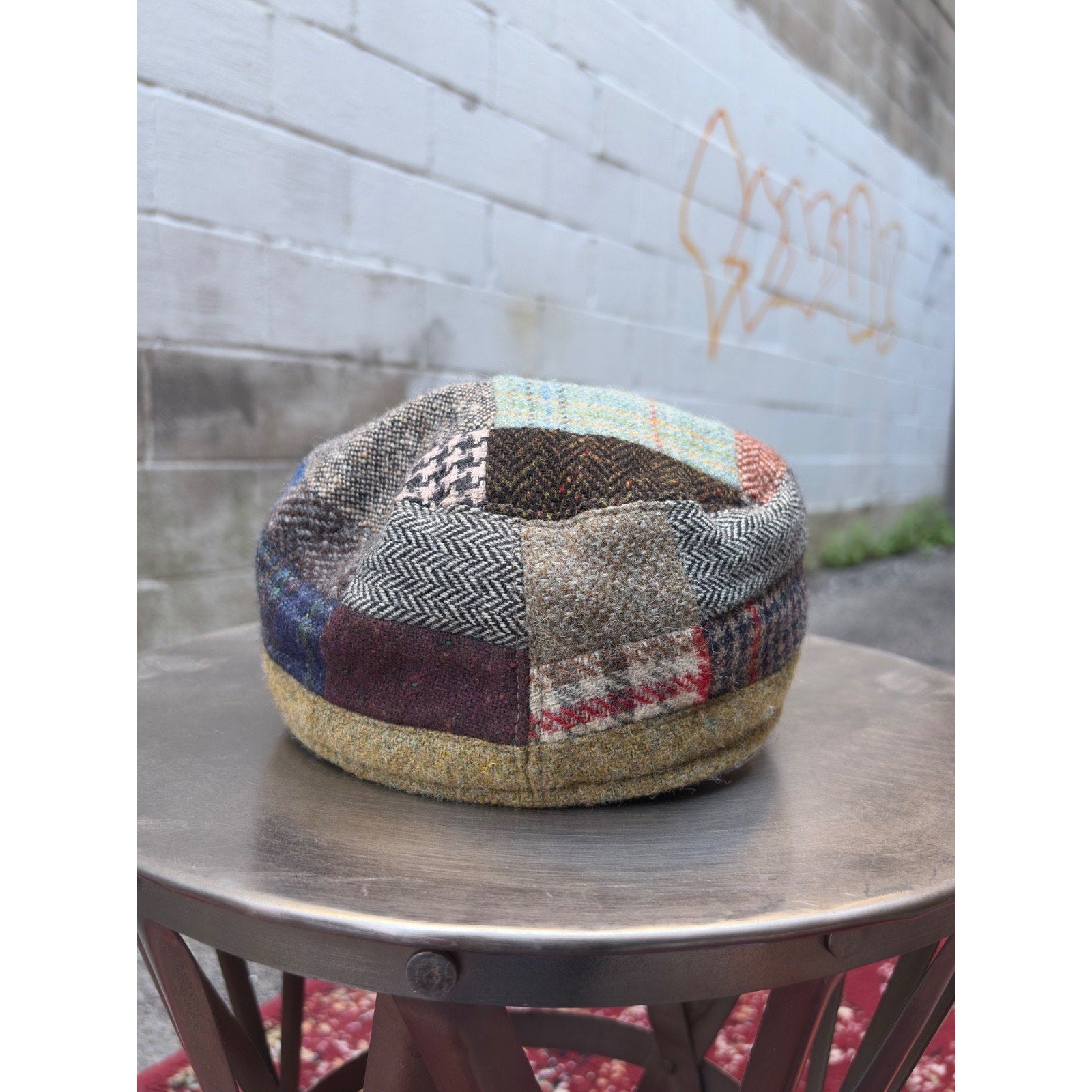 Vintage 80s/90s Patchwork Pure New Wool Paperboy Hat OSFA