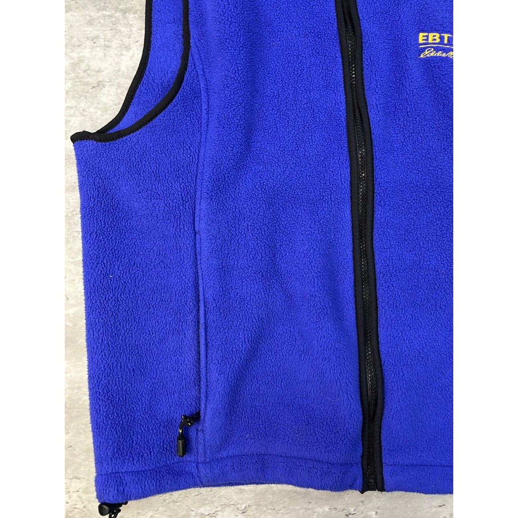 Vintage Eddie Bauer EBTEK Embroidered Spellout Fleece Vest Sweatshirt Size Small