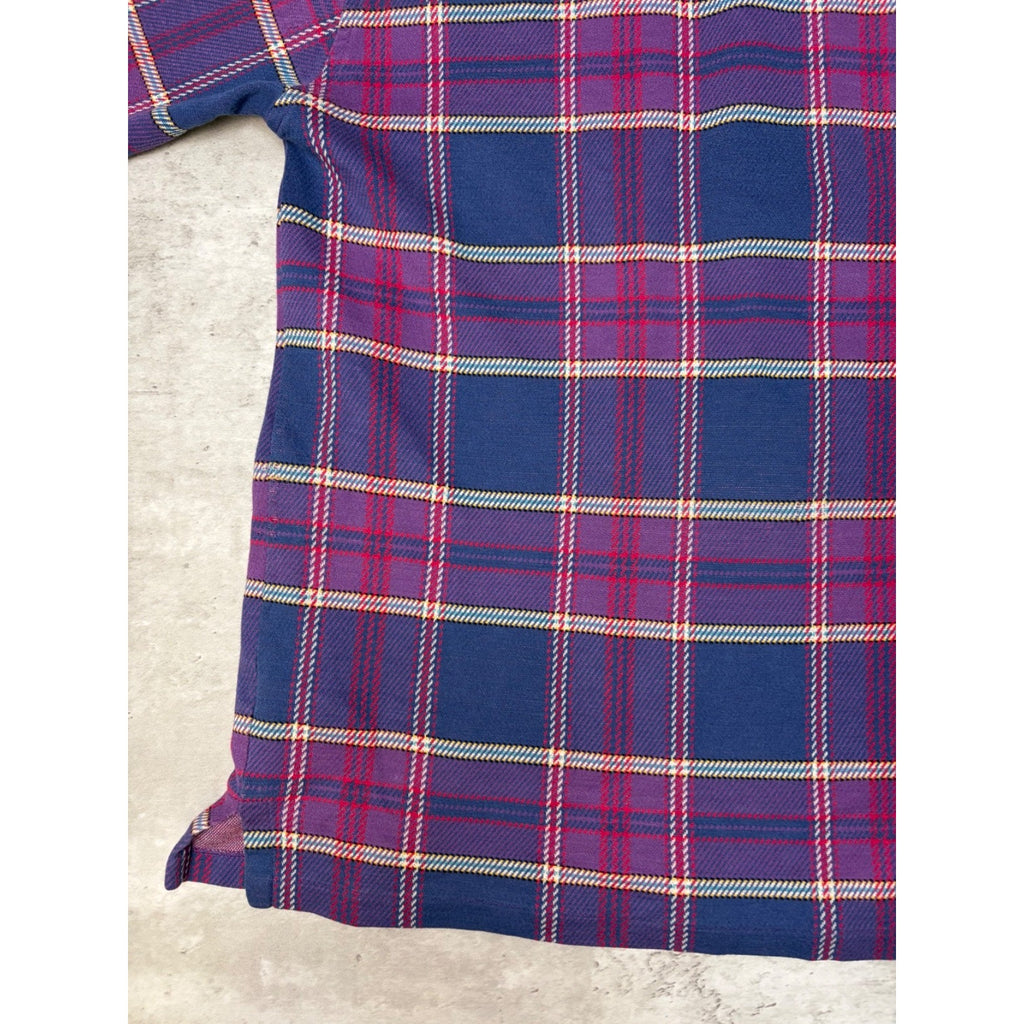 Vintage Polo Ralph Lauren Plaid 1/2 Zip Collared Crewneck Sweatshirt Size Large