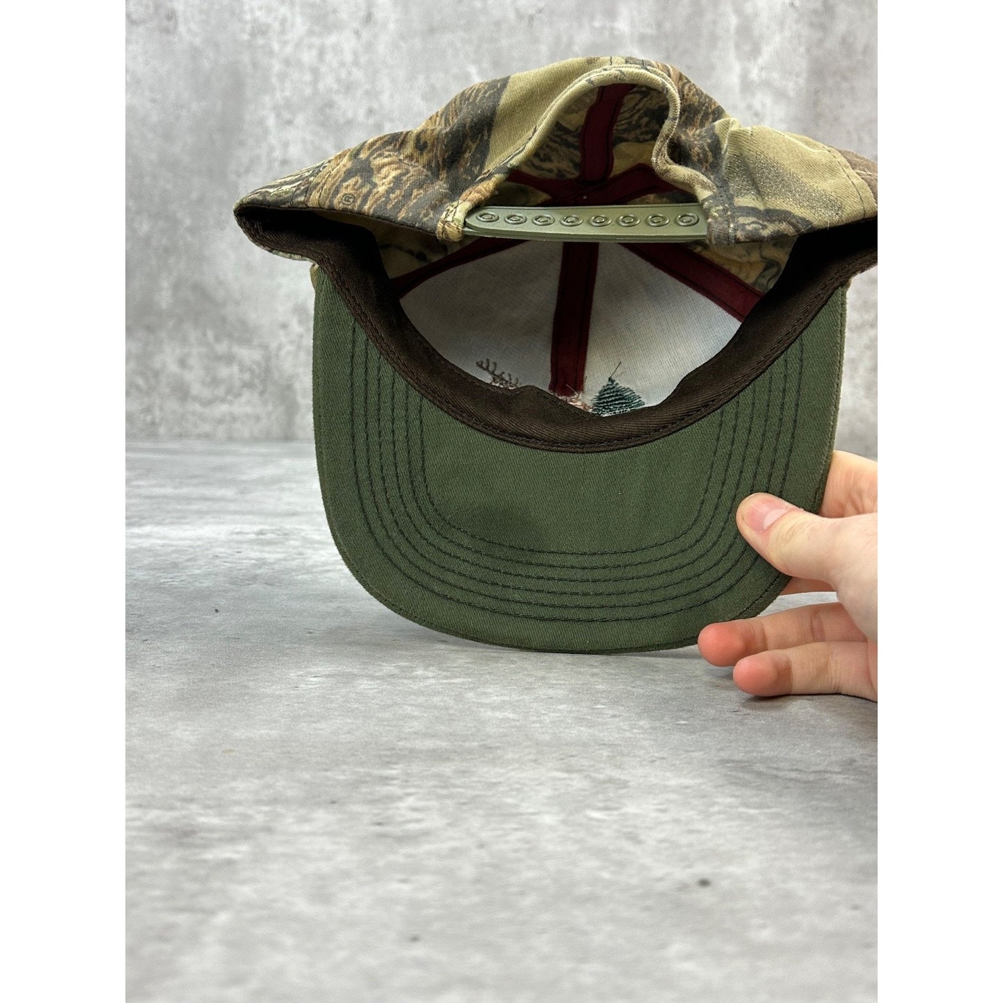 Vintage 90s John Deere Embroidered Deer Camo Hunting Snapback Hat OSFA