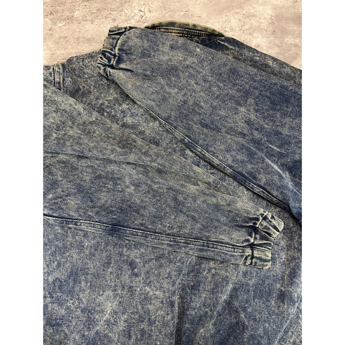 Vintage 90s Copter Acid Wash Full Zip Denim Bomber Jacket Size Medium Blue