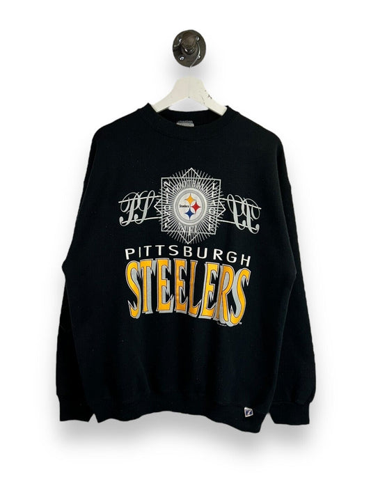 Vintage 1992 Pittsburgh Steelers NFL Graphic Spellout Sweatshirt Size Xl Black