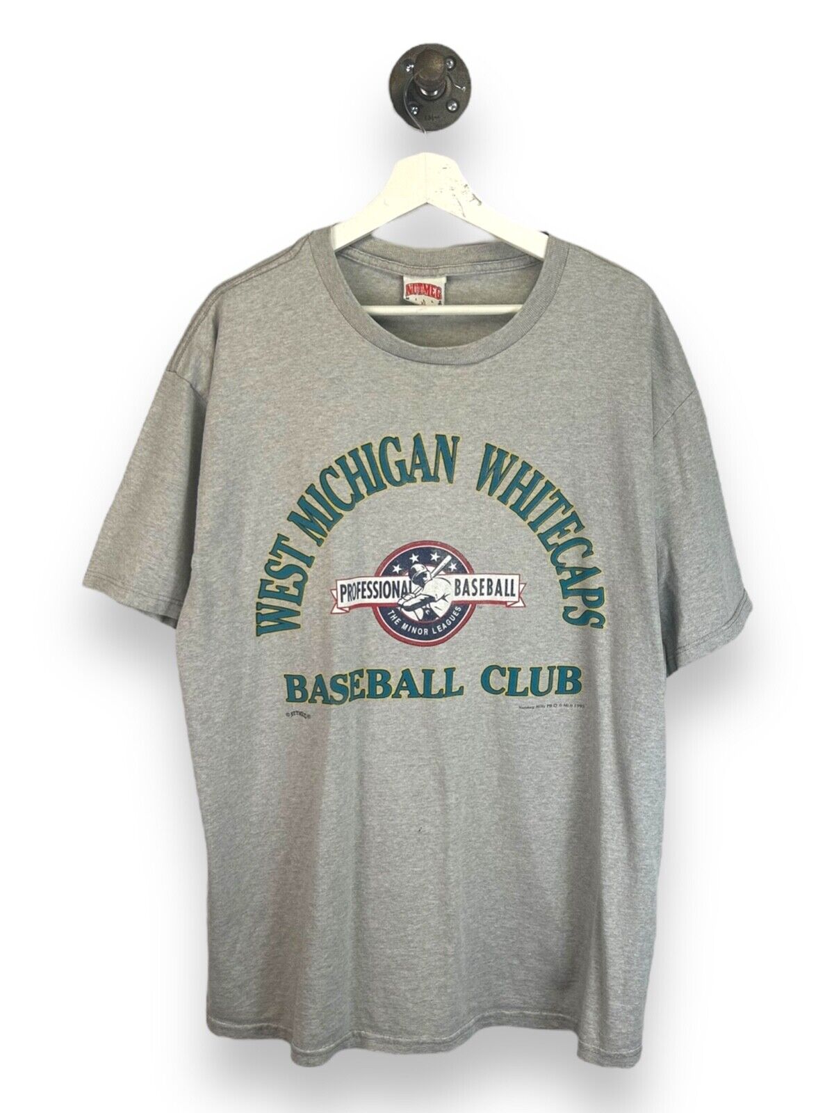 Vintage 1995 West Michigan Whitecaps MiLB Spellout Baseball T-Shirt Size XL