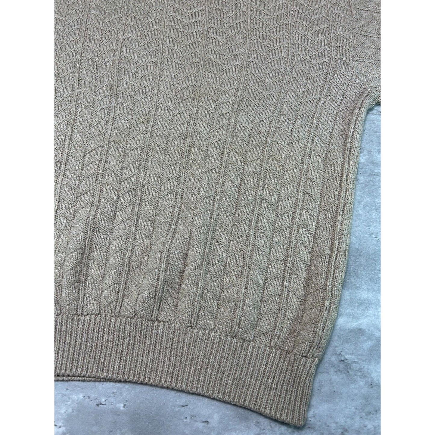 Vintage 90s L.L. Bean Textured Ribbed Pull Over Knit Sweater Size Large Beige