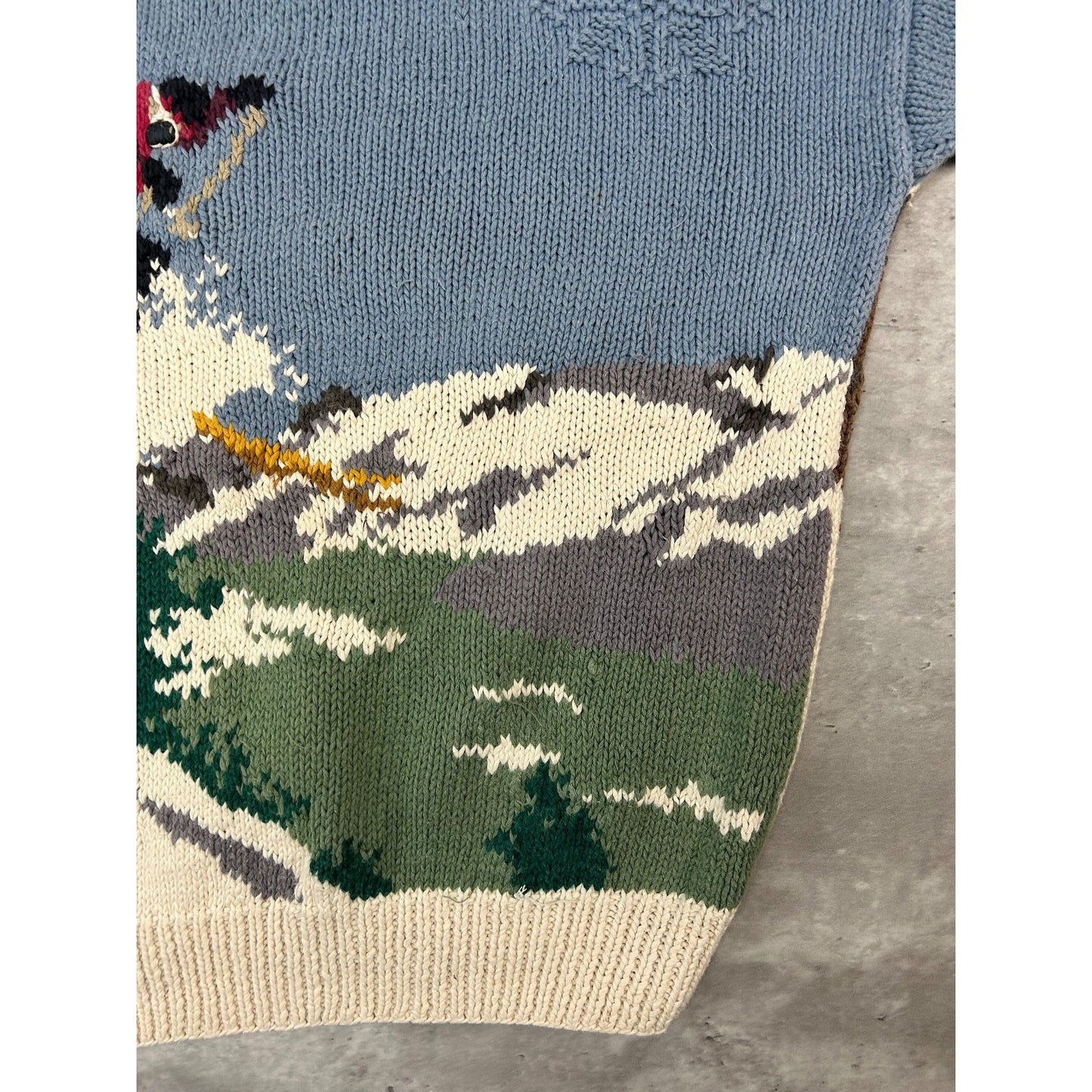 Vintage 90s Skiing Graphic Pullover Knit Sweater Size Large