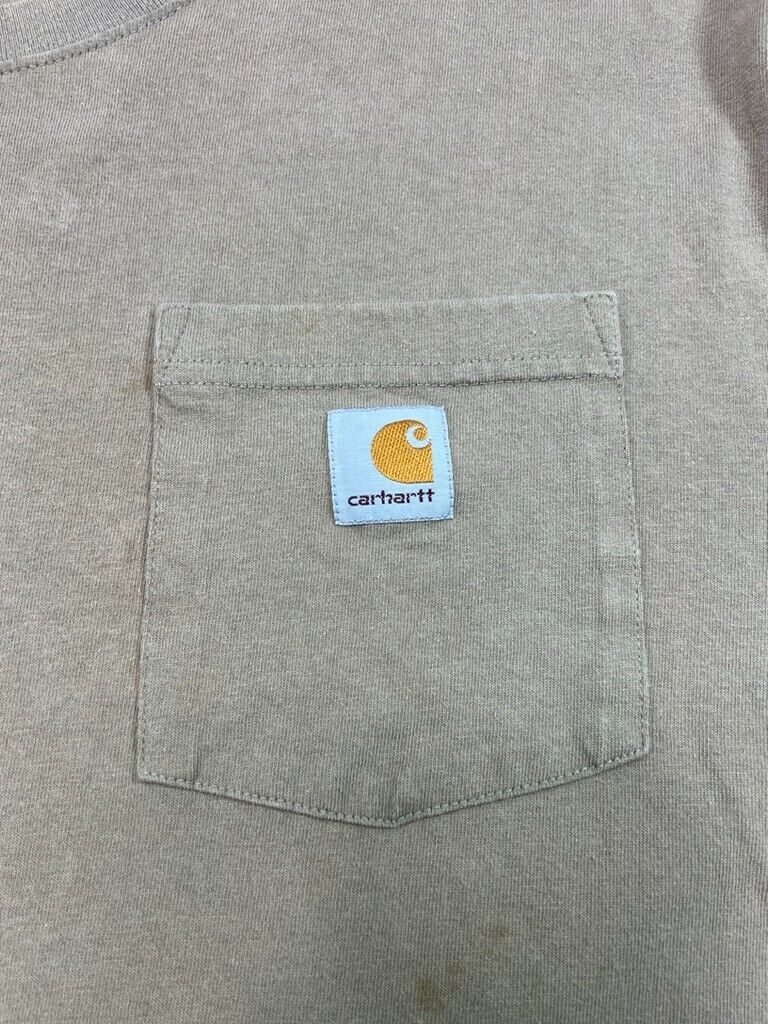 Carhartt Beige Embroidered Logo Pocket T-Shirt Size XL