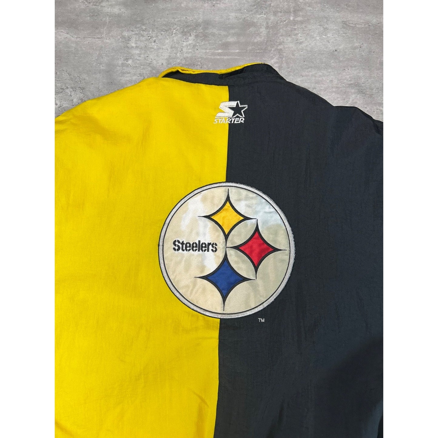 Vintage 90s Pittsburgh Steelers NFL Insulated Starter Split Back Jacket Size XL